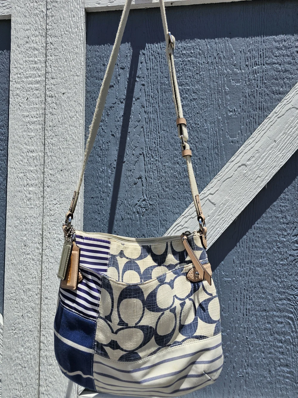 Coach Navy & Cream Patchwork Crossbody Bag